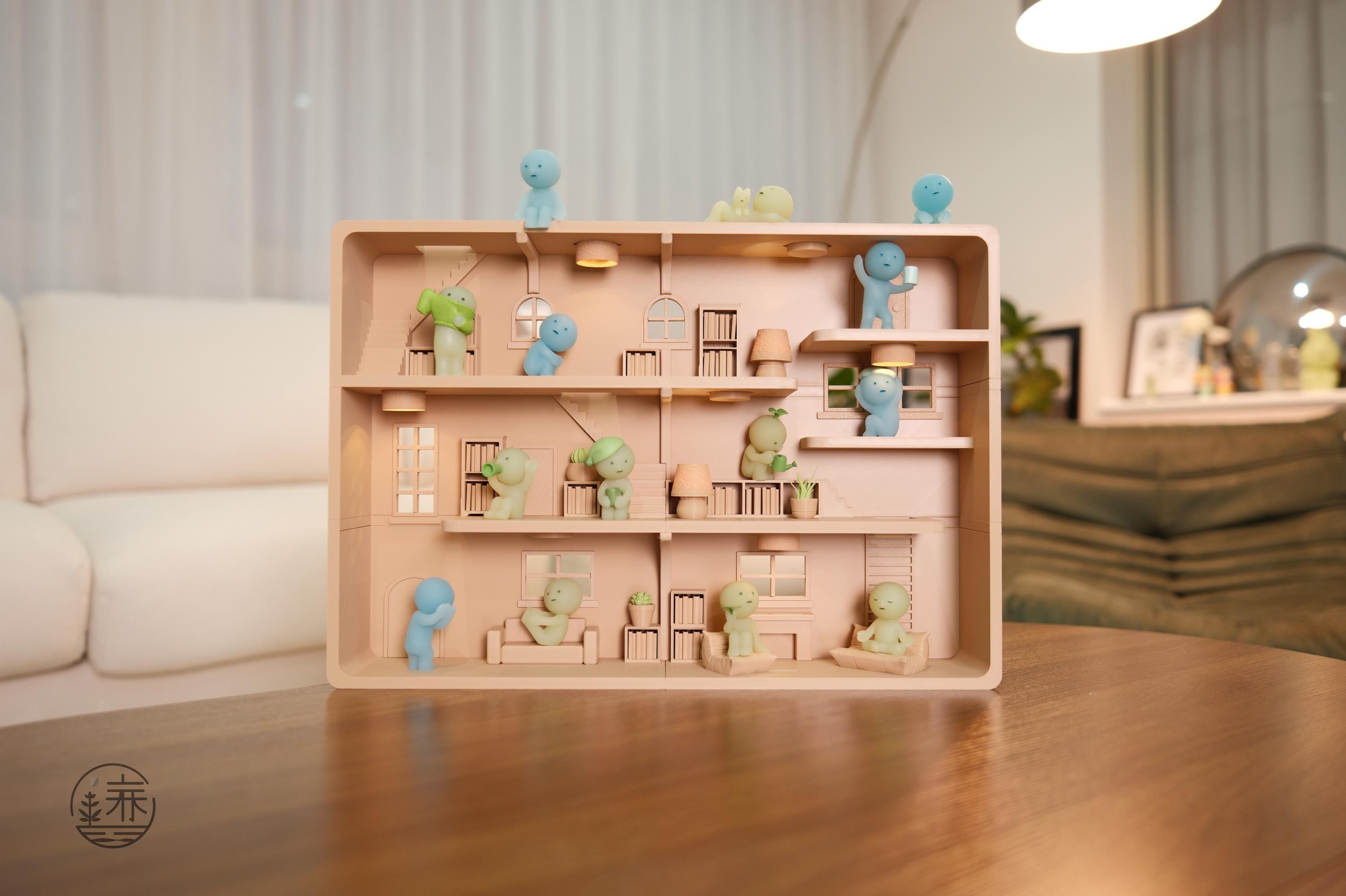 Smiski Home Loft Display Shelf: Collectibles Stand House