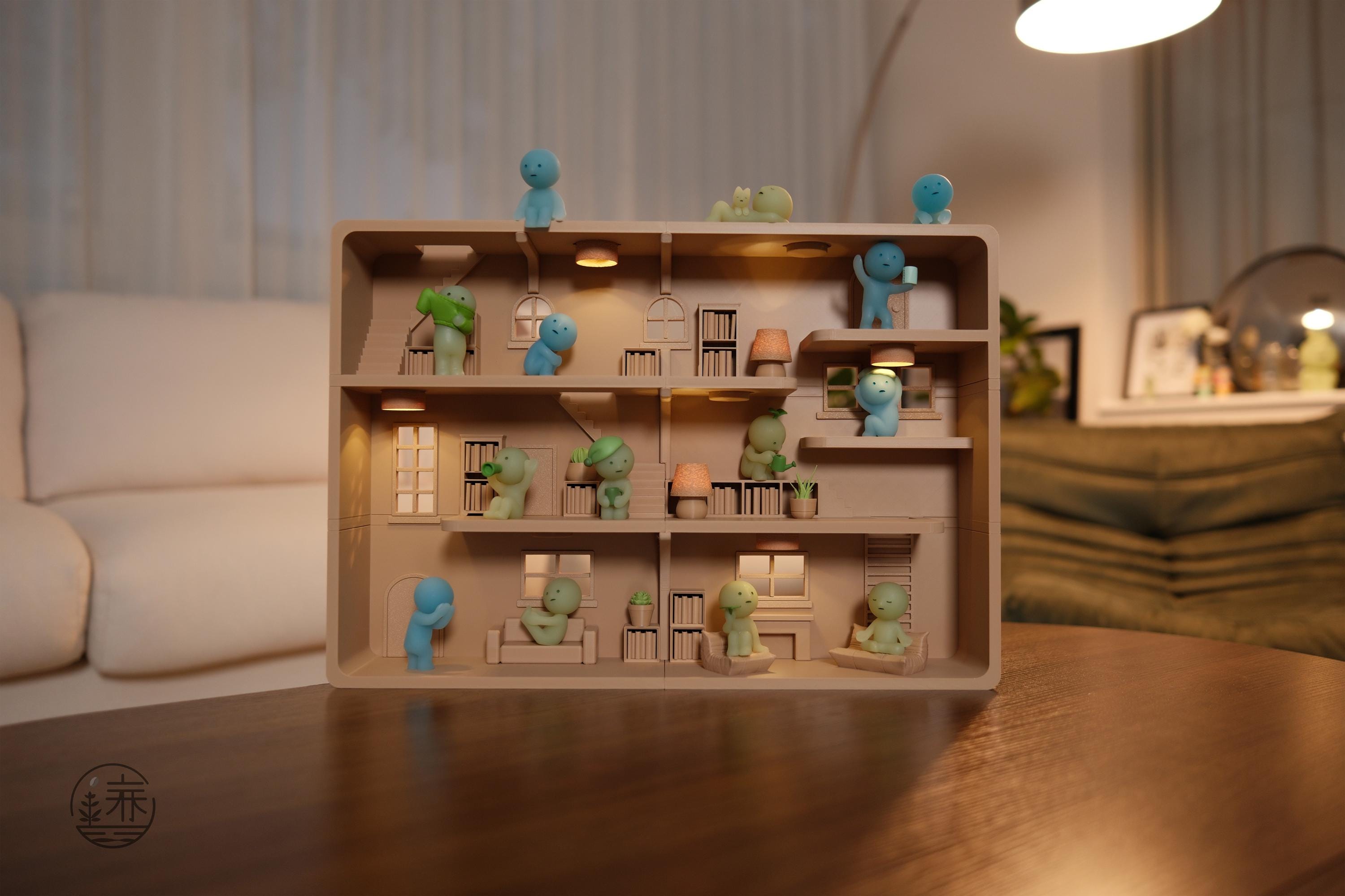 Smiski Home Loft Display Shelf: Collectibles Stand House